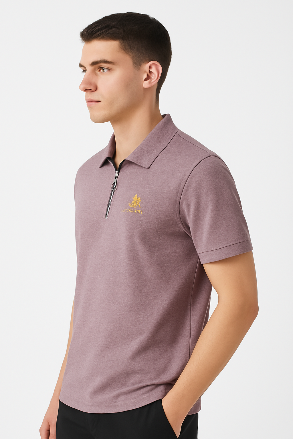 Men’s Premium Zipper Polo T-Shirt - Image 6