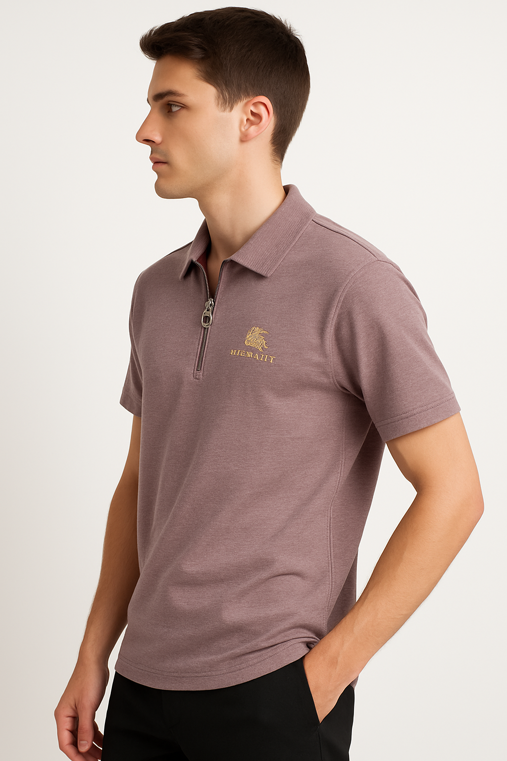 Men’s Premium Zipper Polo T-Shirt - Image 3