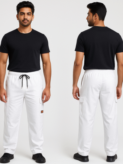 Men’s White Cargo Joggers – Urban Streetwear