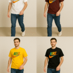 Men’s Printed Round Neck T-Shirts - Yellow / Mustard