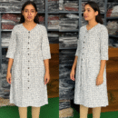 Elegant Cotton Kurti & Dress Collection - White with Blue Geometric Print Dress ❄️