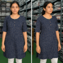 Elegant Cotton Kurti & Dress Collection - Navy Blue Printed Kurti 💙