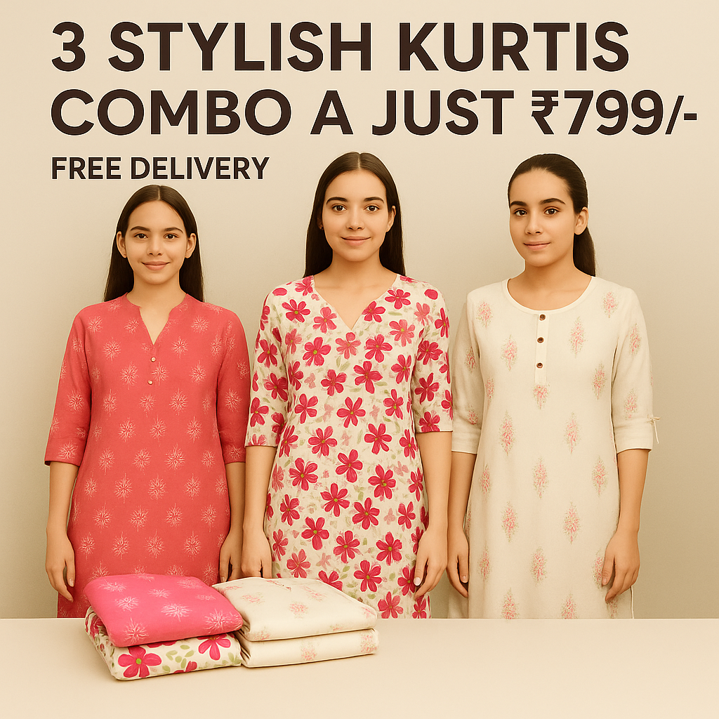3 Stylish Kurtis Combo @ Just ₹799/-