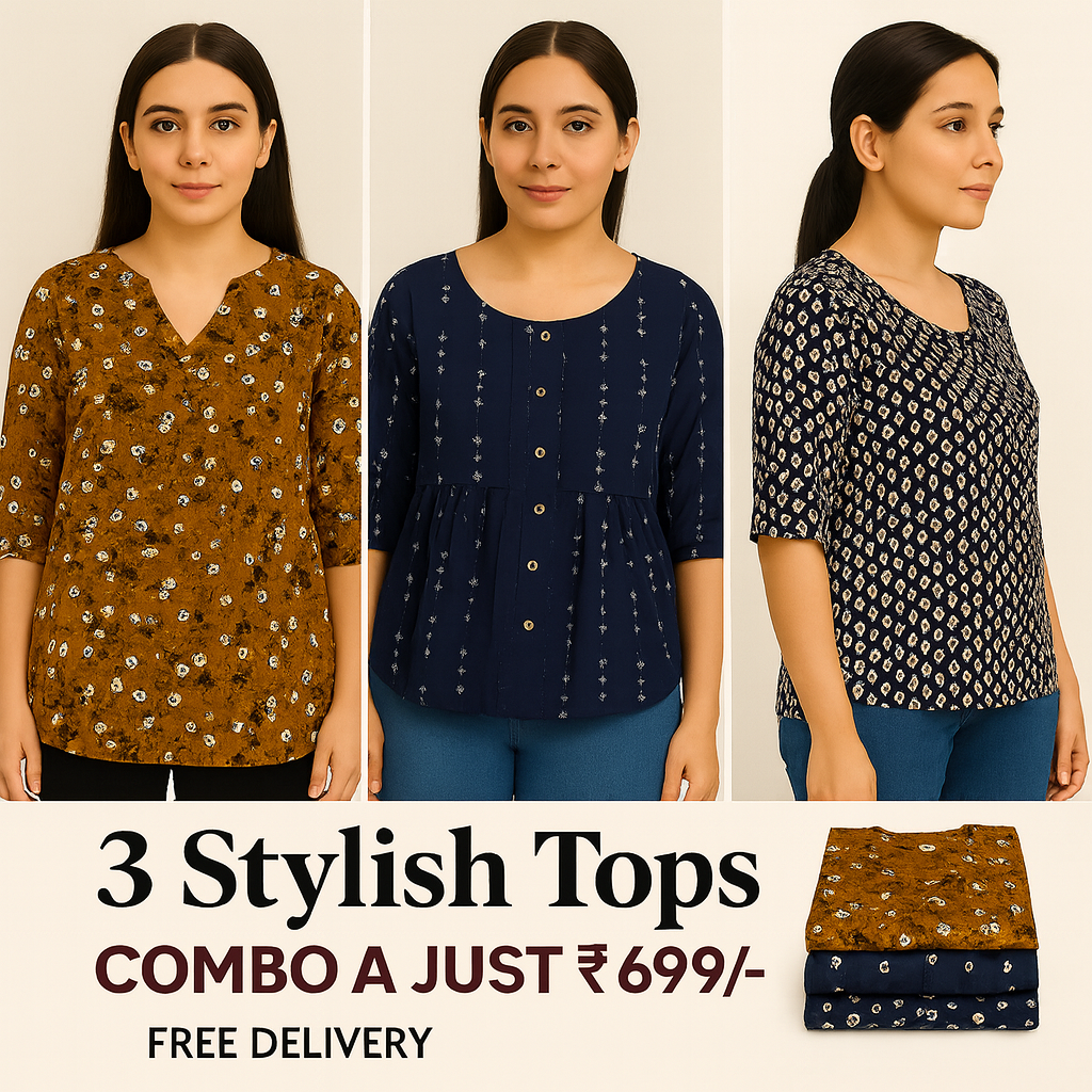 3 Stylish Tops Combo @ Just ₹699/-