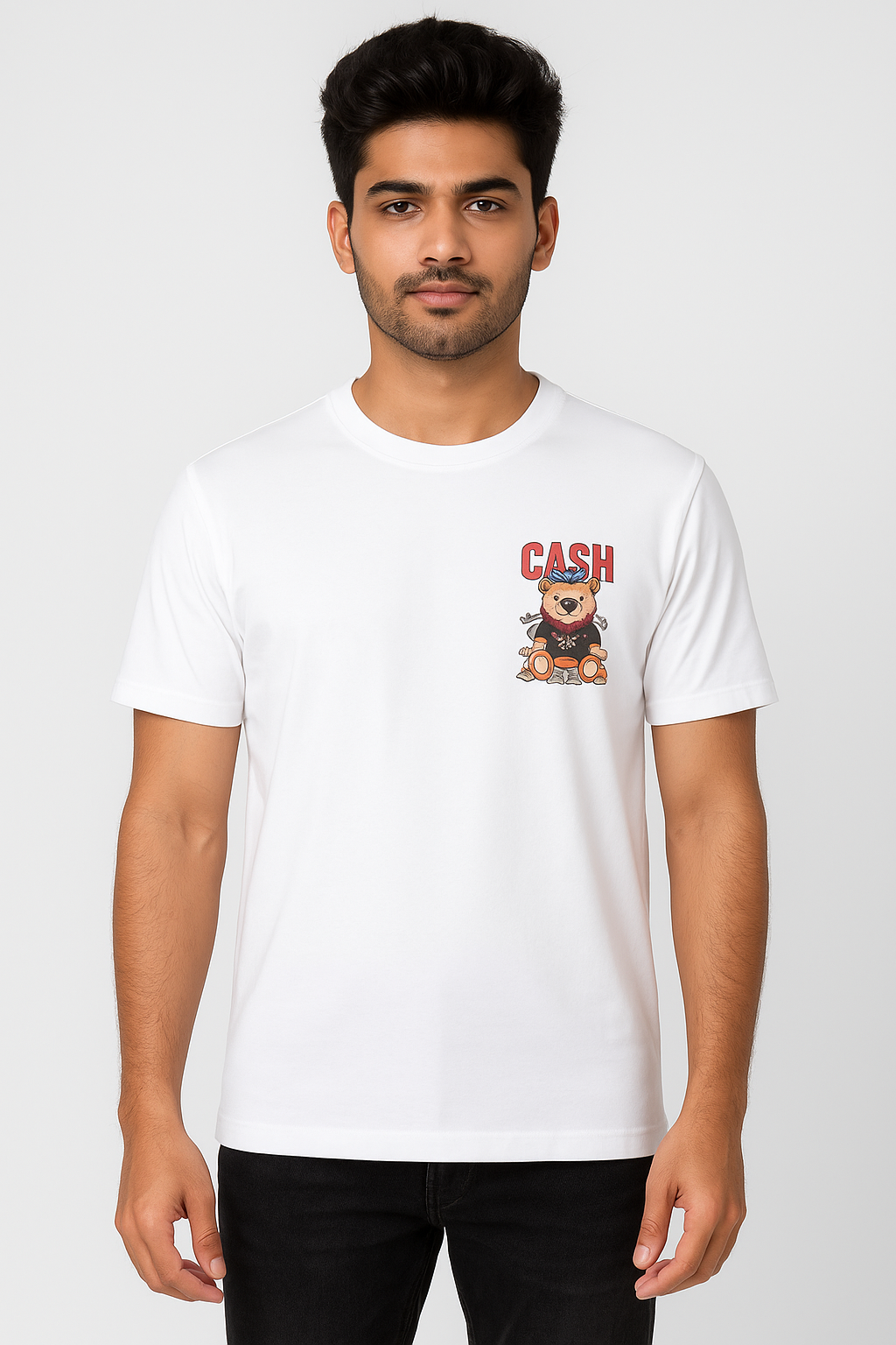 Couple Round-Neck "CASH Bear" T-Shirt Combo - Image 7