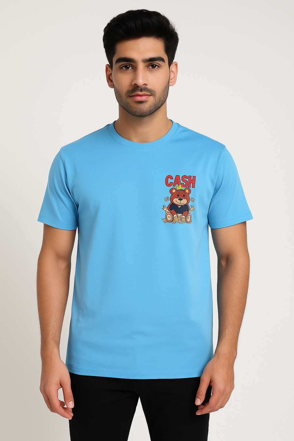 Couple Round-Neck "CASH Bear" T-Shirt Combo - Image 9