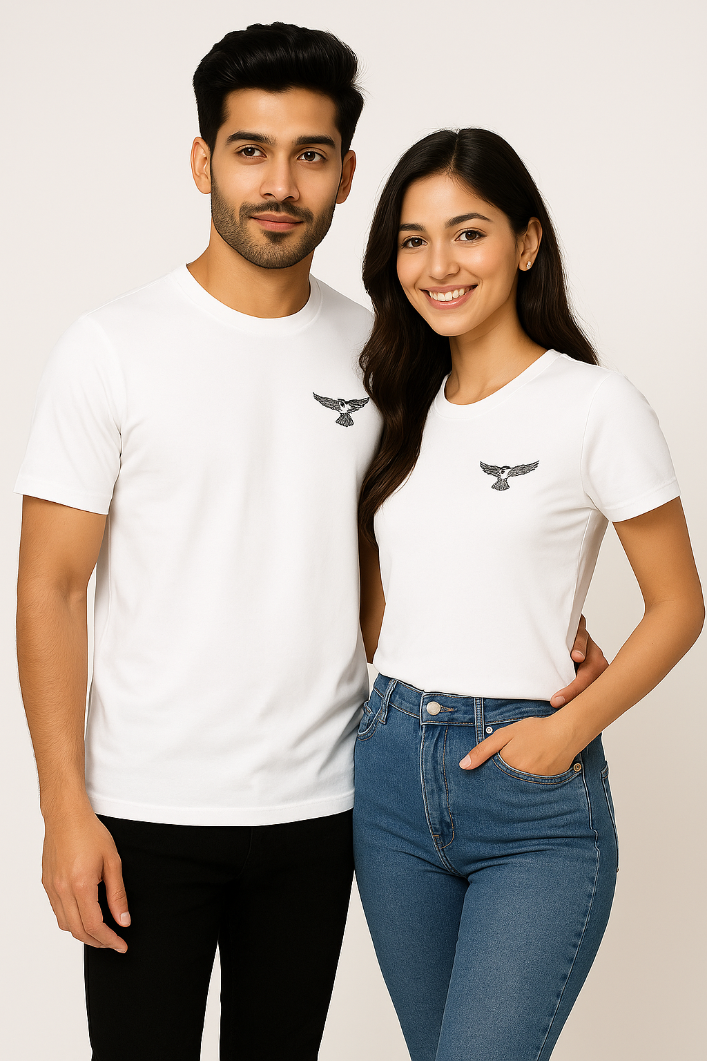 Couple Eagle Patch T-Shirt Combo